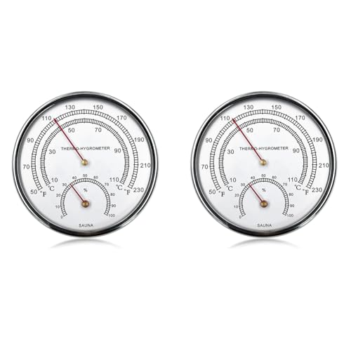 Greethga Accessoires pour sauna thermomètre pour sauna Fahrenheit thermomètre et hygromètre pour sauna en métal 2 en 1 avec trou pour suspendre