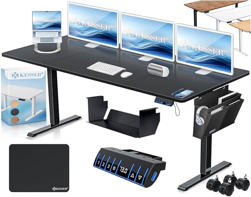 KESSER® Höhenverstellbarer Schreibtisch elektrisch 180cm x 80cm | Ergonomisch Steh-Sitz