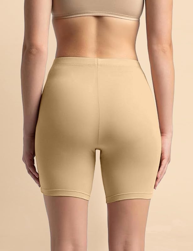 Image of TRENDMALLS Women's High Coverage Super Combed Cotton Elastane Stretch Mid Waist Shorties with Concealed Waistband Cycling Short