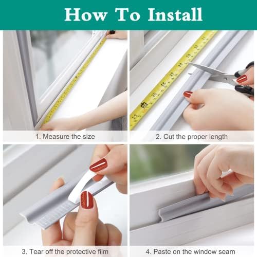 Window Draft Excluder, T Shape 6M/236 Inch White Self-Adhesive Draught Excluder for Windows, Window Insulation Soundproof Seal Strip for Window and Door
