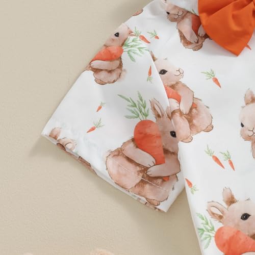 SAYOO Baby Boy Easter Outfit Bunny Short Sleeve Gentleman Button Down Shirts Solid Shorts Toddler Boys Party Bow Tie Suit (Orange, 3-4T) - Thumbnail 5