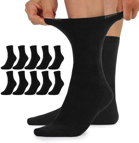 TUUHAW 10 Paar Diabetikersocken Herren Damen ohne Gummibund Baumwolle | Diabetiker Socken ohne Gummi, Diabetikersocken ohne Naht, Strümpfe Komfortbund