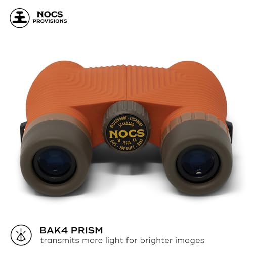 Image of Nocs Provisions Standard Issue 8x25 Waterproof Binoculars, 8X Magnification, Bak4 Prism, Wide View Multi-Coated Lenses for Bird Watching, Hiking & Backpacking - Poppy Orange II