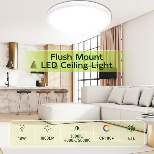 Image of hykolity 9 Inch Selectable CCT LED Round Flat Panel Light,18W,1800LM,3CCT