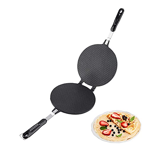 Non-Stick Waffle Cone Maker, Aluminum Alloy Waffle Iron Cake Griddle Egg Roll Mold Waffle Baking Pan Ice Cream Cones Maker for Kitchen Stovetop Gas, 8.7inch Diameter