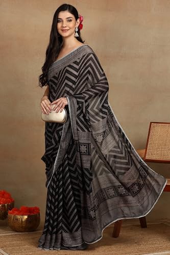 Image of MIRCHI FASHION Women Saree Leheriya Print Chiffon | Lightweight Traditional Sari for Farewell and Wedding Ceremonies with Unstitched Blouse Piece