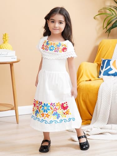 Image of Mexican Dress for Girls Traditional Vestidos Mexicanos Cinco de Mayo Embroidered Dresser Toddler Kids