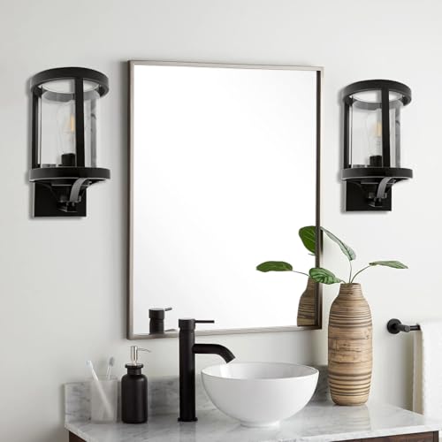 Image of Battery Operated Wall Sconces for Bathroom Modern Vanity Light Fixtures Rechargeable Wall Lights with Glass Shade for Mirror Bedroom Living Room Hallway