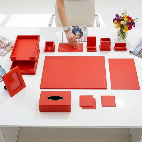 Luxury Leather Desk Organizer Set (11 Pieces)