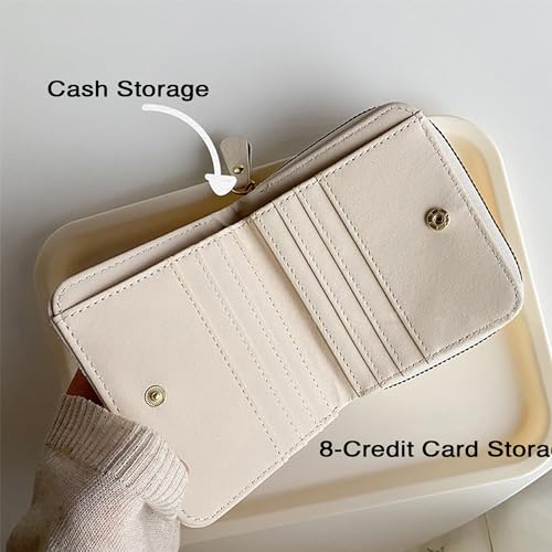 2 in 1 Cute Card Wallet for Women,Bi-Fold Zipper PU Leather Coin Purse Pouch with 8 Card Holder4
