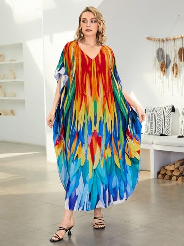 Image of NFVNKJ Women's Plus Size Beach Lounge Kaftan Maxi Dress Swimsuit Coverup for Women