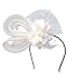 Coolr Women's Fascinators Hat Small Hairpin Feather Mesh Flower Hairclip (Z Beige)