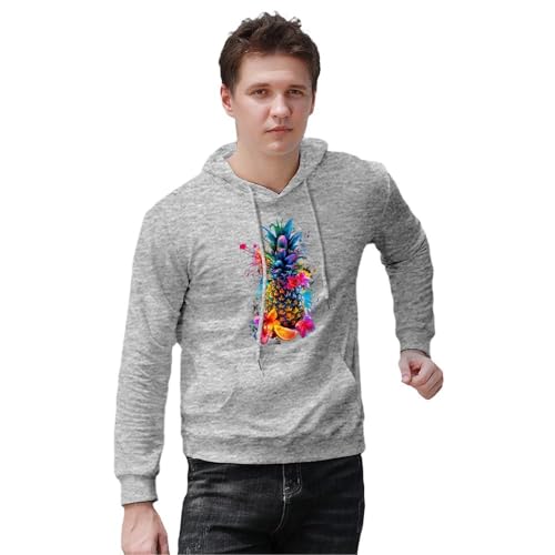 Pineapple with Flowers Unisex Casual Hoodies Long Sleeve Lightweight Pullover Tops Loose Sweatshirt with Pocket4