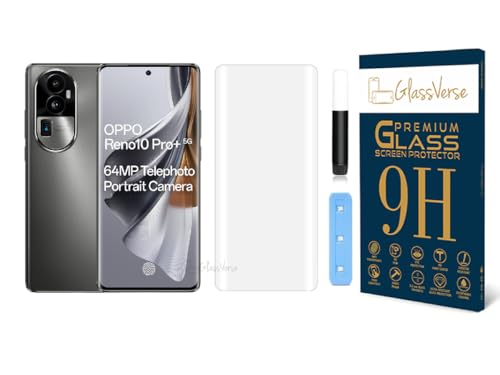 Image of GlassVerse Reno 10 Pro Plus UV Tempered Glass Screen Protector. Pack Of 1 | 3D Curved Edge | 9H Hardness | Full UV Glue with UV Light | Anti-Scratch | Case Friendly | HD Clear. (6.74 Inches)