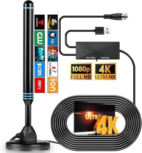 TV Antenna for Smart Television,Indoor&Outdoor,4K 1080p with Signal Booster, Local Channels Long Range HD Digital Antenna for Smart tv Indoor