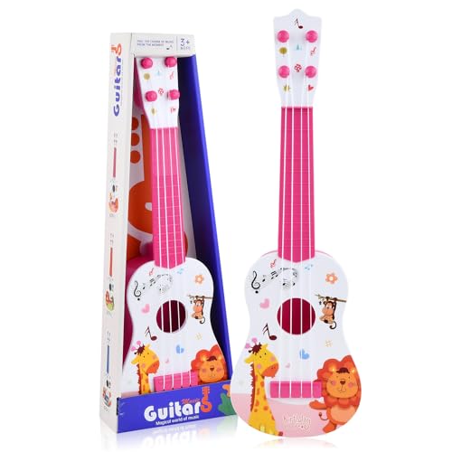 Ziyonix Ukulele Gitarre Spielzeug für Kinder, 42 cm Mini Ukulele Instrument, Mini-Gitarre mit 4 Verstellbaren Seiten für Kleinkinder, Musikspielzeug für Anfänger Jungen Mädchen