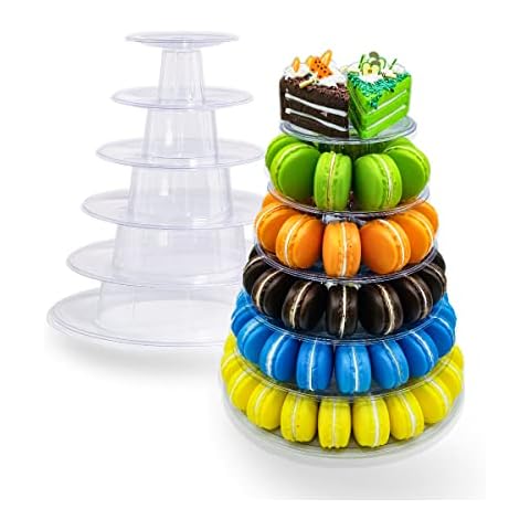 6 Tier Cupcake Holder Stand,Round Macaron Tower Stand,Clear Cupcake Display Riser,Cake Display Rack for Wedding Birthday Party Decor Cover