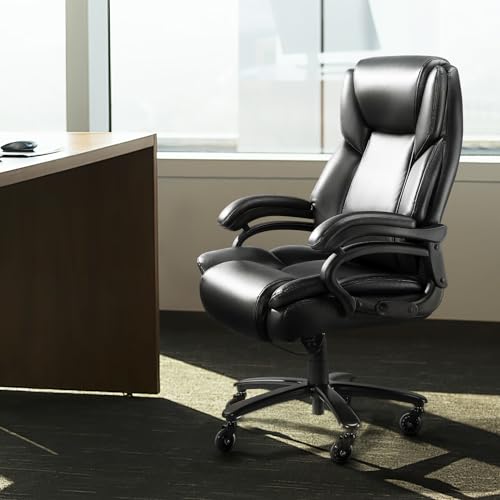 OFIKA Big and Tall Office Chair, 500lbs Office Chair for Heavy People - Adjustable Lumbar Support, Quiet Rubber Wheels Heavy Duty Metal Base, High Back Large Executive Computer Desk Chair (Black)