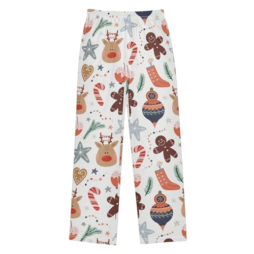 Boys' Pants Christmas Xmas Cute Deer Long Bottoms Jogger Pants Elastic Waist Trousers with Pockets S-XL