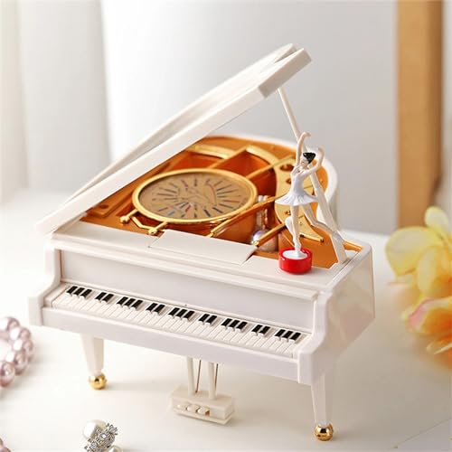 Image of AUGEN Exclusive Music Box Musical 360 rotatable Carousel Children's Wooden Men and Women Birthday Creative Christmas Valentine's Day Gift Home Decoration (Piano)
