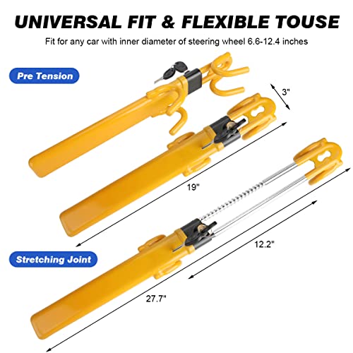 Steering Wheel Lock, Anti Theft Car Device, Steering Wheel Lock Anti-Theft Device, Adjustable Length Clamp Double Row Atom Keys Steering Lock, Car Steering Wheel Lock,Heavy Duty Secure Device #TOP2