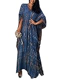 AILUNSNIKA Womens Casual Tie-dye Print Caftans Beach Turkish Kaftan Dress Plus Size Batwing Sleeve Bikini Cover Ups
