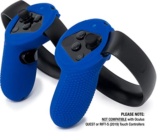 Controller Skin for Oculus Touch v1 by Asterion Products - (NOT for New Quest/Rift-S) Premium Gel Shell silicone protection covers featuring Low-Profile Friction Studs (set of 2) BLUE