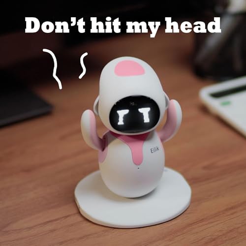 Image of FASTRON Eilik- A Desktop Companion Robot with Emotional Intelligence, Your Perfect Interactive Companion at Home or Workspace. Cute Robot Pets, Unique Gift for Kids, Girls & Boys (White Pink)