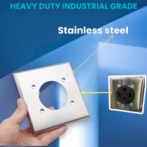 4Pcs Receptacle Wall Plate Compatible with Hubbell Bryant 313292 SS701 9450A 9405FR, Compatible with NEMA 14-50 Outlet - Stainless Steel Outlet Covers Wall Plate with Screws