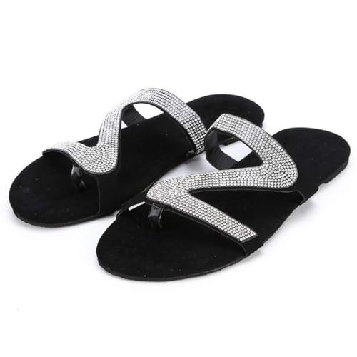 Tongs plates strass pour femme idéales pour le shopping et les sorties