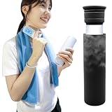 ジージーエヌ 氷のうボトル 氷嚢 アイスバッグ PCM冷感タオル付き 冷却グッズ 暑さ対策 クールダウン アイシング 繰り返し使える 漏れにくい 大口径 持ち運び スポーツ 部活 通勤 通学 屋外作業 アウトドア ブラック