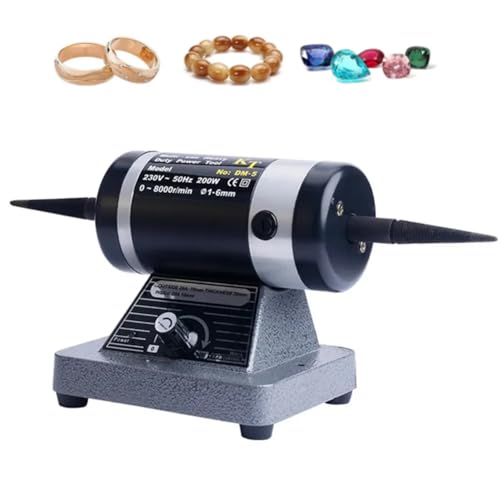 Mavdecll Pulidora De Joyas, Rectificadora De Banco De Joyería De Velocidad Ajustable, Lijadora Pulidora De Doble Cabezal con 2 Ruedas De Tela, para Esmerilar, Grabar, Taladrar Y Pulir