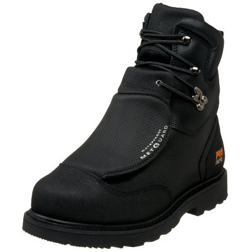 Bota masculina Timberland PRO Met Guard, 20,32 cm, ponta de aço, à prova d'água, couro preto, BR 39