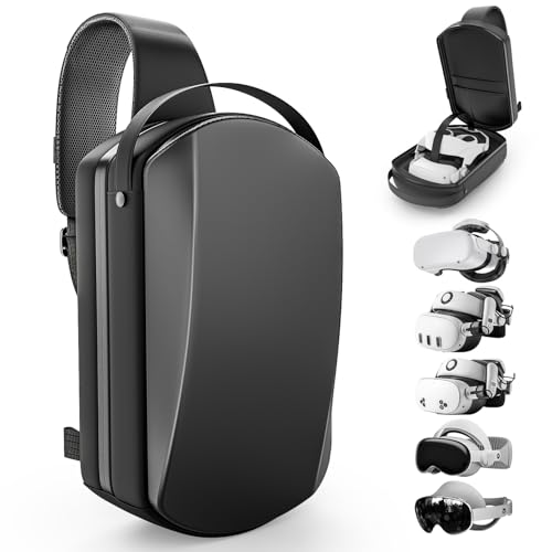 Lopxenu Sac de transport compatible avec Meta Quest 3S/Quest 3/Quest 2/Vision Pro/Pico 4, étui de voyage rigide compatible avec Kiwi Design, Noir , L