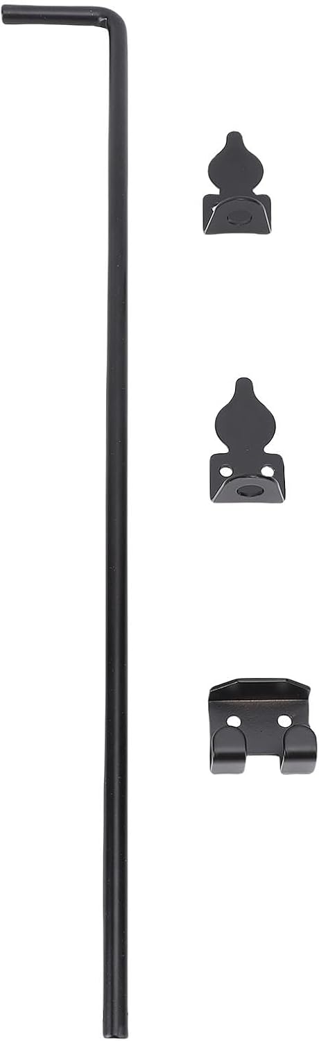 Heavy Duty Cane Bolt, Gate Drop Rod for Wooden Fence Gates, Steel Ground Latch with Installation Accessories for Holding Gate to The Ground