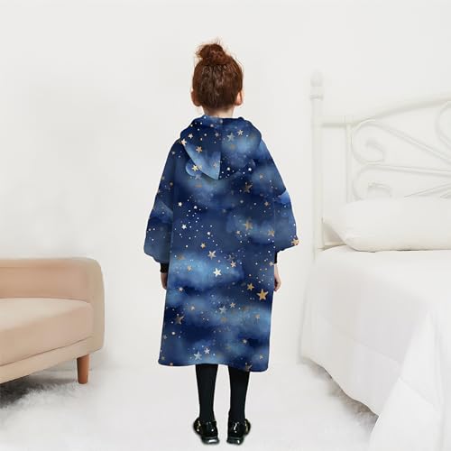 THREE POODLE Wearable Blanket Hoodie for Kids, Oversized Sherpa Sweatshirt Blanket with Giant Hood, Warm Cozy Hooded Blankets, Cute Gifts for Kids Girls Boys