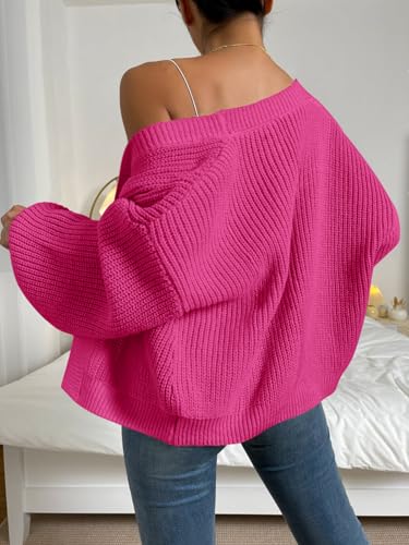 Image of Women's Crop Cardigan Swewater Long Lantern Sleeve Bishop Open Front Ribbed Knit Sweater