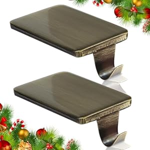 HMASYO Christmas Stocking Holders for Mantle Set of 2 Heavy Duty Metal Stocking Hangers Base Multi Use Stocking Hooks for Fireplace Mantel Tables Christmas Home Xmas Party Decoration