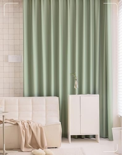 Rideaux occultant salon 102x160 tissu épais isolant vert matcha - 5