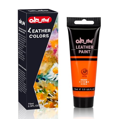 Colorful Acrylic Leather Paint 2.5oz Orange for Shoe Painting -Leather Paint for Bag & Wallet Decor, Leather Jacket Care, Crafts DIY & Customizing Lea