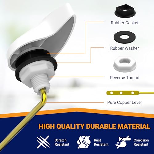 Image of Front Mount Toilet Handle Replacement, Compatible with American Standard, Kohler, TOTO, Gerber and Most Front Mount Toilet Tanks - White