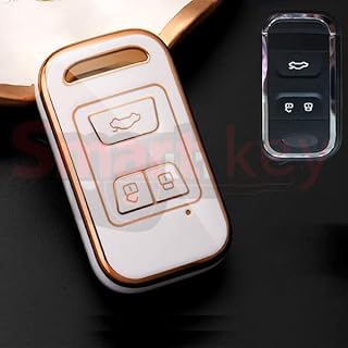 Generic White Cream TPU Remote Case Cover For Chery Tiggo Smart - TPU WHITE CREAMY Cover For Chery Tiggo 3 5X 4 8 Glx 7 2019-2021 Smart Keyless Remote Case Fob Holder