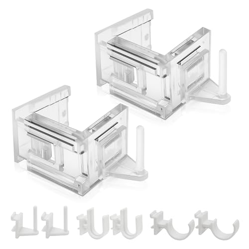 Rollina Fensterhaken zum Einhängen 2er Set | Für Vorhangstangen ohne Bohren | Gardinenstangenhalter zum Klemmen | Für Scheibengardinenstange und Vitragestange | Für Küchengardinen | Made in Ungarn