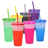 7 FUN COLORS TUMBLERS: Diese 473ml Bulk to go Becher und farbverändernden Tassen mit Deckel und Strohhalmen sind auch die besten Geschenke für Kinder, Familie und Freunde. perfekt für Party. Offensichtlich ist die bunte Tasse Codierung zu verhindern, dass einige Leute Ihr Getränk zu stehlen, und ein Must-Have für Allergiker
