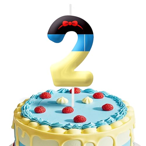 Image of White Cartoon Birthday Candles, Number 2 Candle White Themed Birthday Party Supplies, 2.4 inch Birthday Candles for Cake Topper Party Decorations, Birthday Decorations for Boys Girls (Number 2)