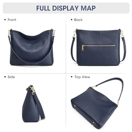 Image of Kattee Leather Purses, Hobo Crossbody Bag with 2 Straps | Soft pebbled leather hobo bag with 2 straps, roomy pockets, everyday style for work, shopping, travel, and outings.