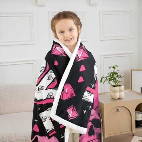 Couverture crâne gothique et cœurs rose idée cadeau Halloween original