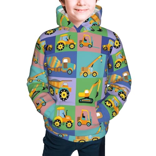Construction Machinery Kid Hoodies Boys Sweatshirts Girls Pullover with Pocket3