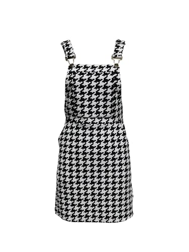 Milumia Women's Houndstooth Print High Waist Adjustable Straps Pinafore Short