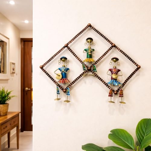 Image of Framing Hub - Handcrafted Metal Wall Art Musician Frame for Home Decor | Traditional Tribal Musical Wall Hanging for Living Room, Office & Hall
